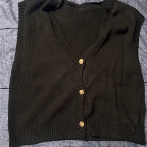 SHEIN Black Button-Up Cardigan Vest